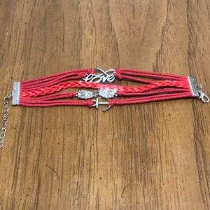 Forever 21 Red Faux Leather Love Bracelet.
